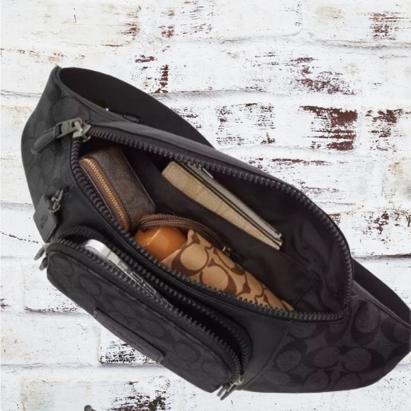 COACH Belt Bag In Signature Canvas Camo Print black Leather/Green Multi … - Picture 3 of 12